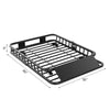 Black heavy-duty universal roof rack cargo basket with a rectangular platform and wire frame.