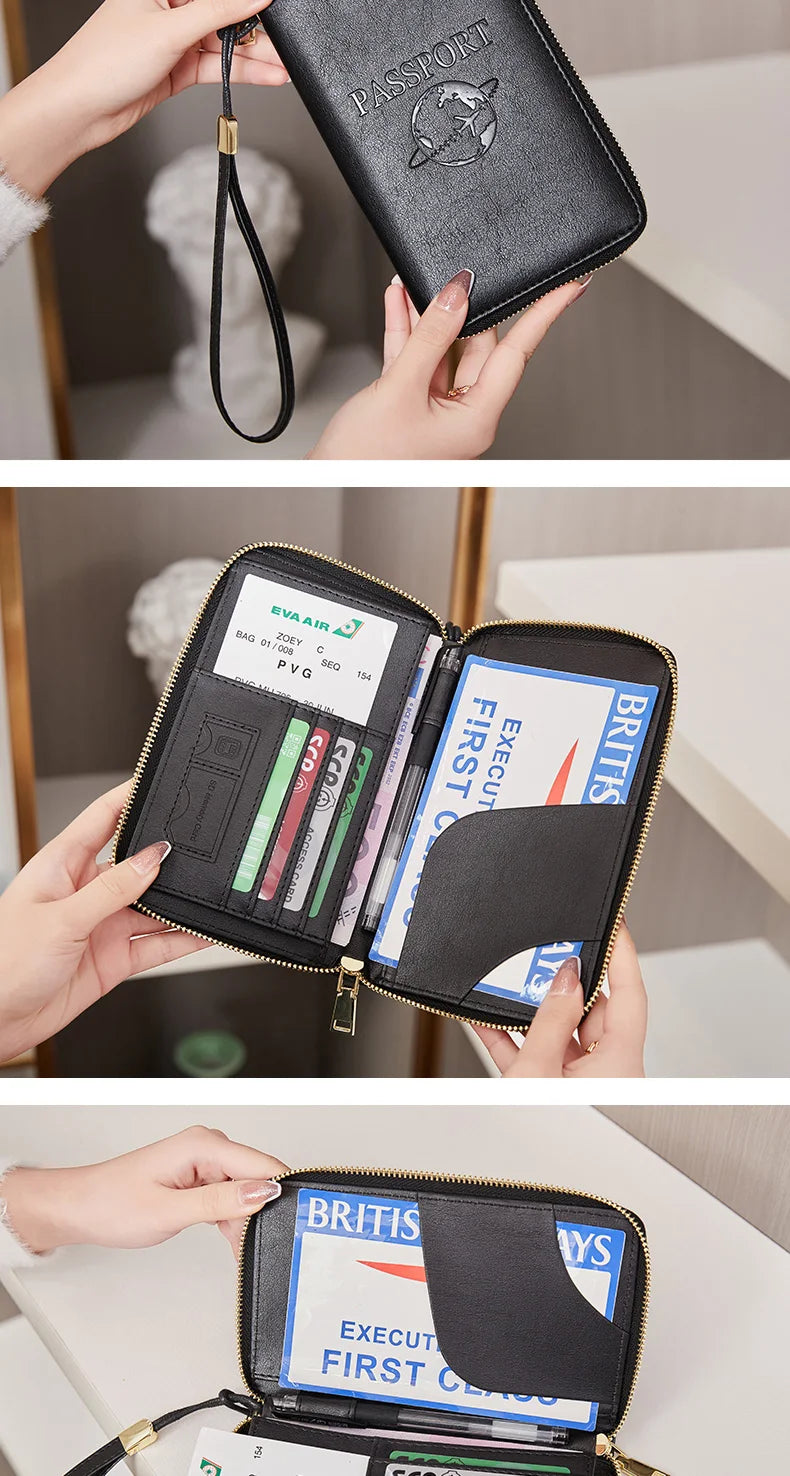 RFID-Blocking Travel Passport Holder with Card Slots