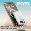 Slim 10000mAh Power Bank with Digital Display and Built-In Cables