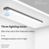 A white wireless induction lamp is mounted on a ceiling, illuminating a room.
