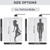 Size options for a shower curtain showing different dimensions and silhouettes.