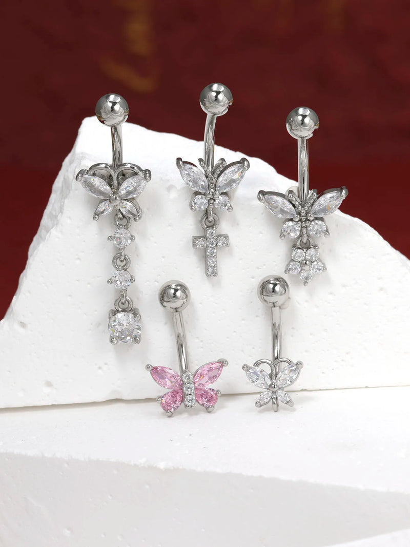 Piercing de Ombligo con Mariposa Colgante