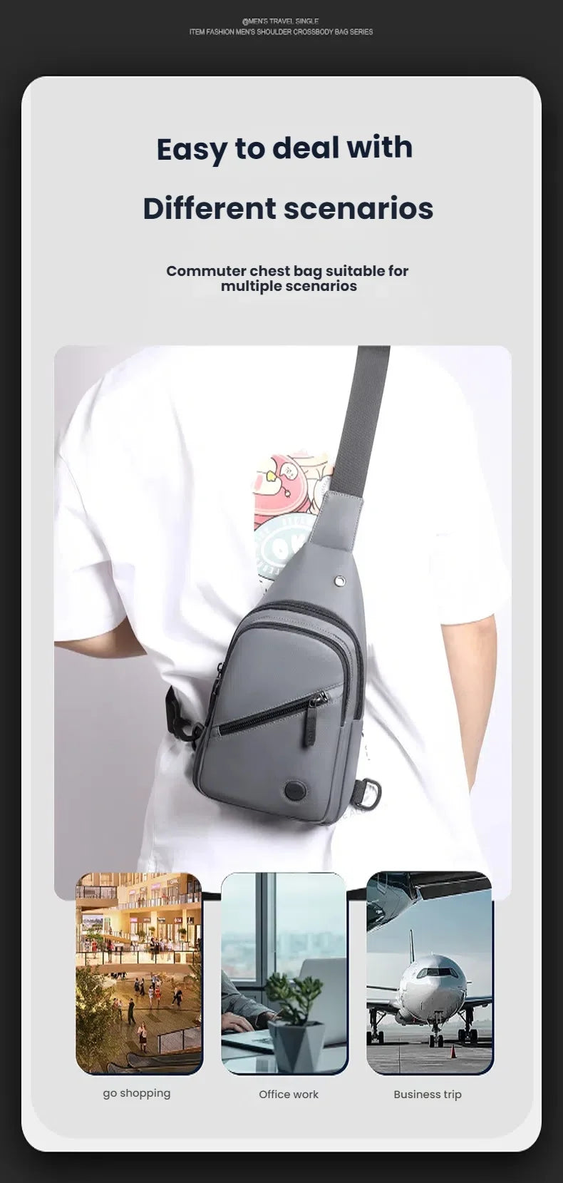 Men's Crossbody Sling Bag with Adjustable Strap