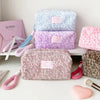 Leopard Print Plush Makeup Bag with Carry Handle