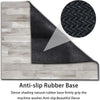 Anti-slip rubber base for a machine washer featuring wood grain siding and a black fabric cover.