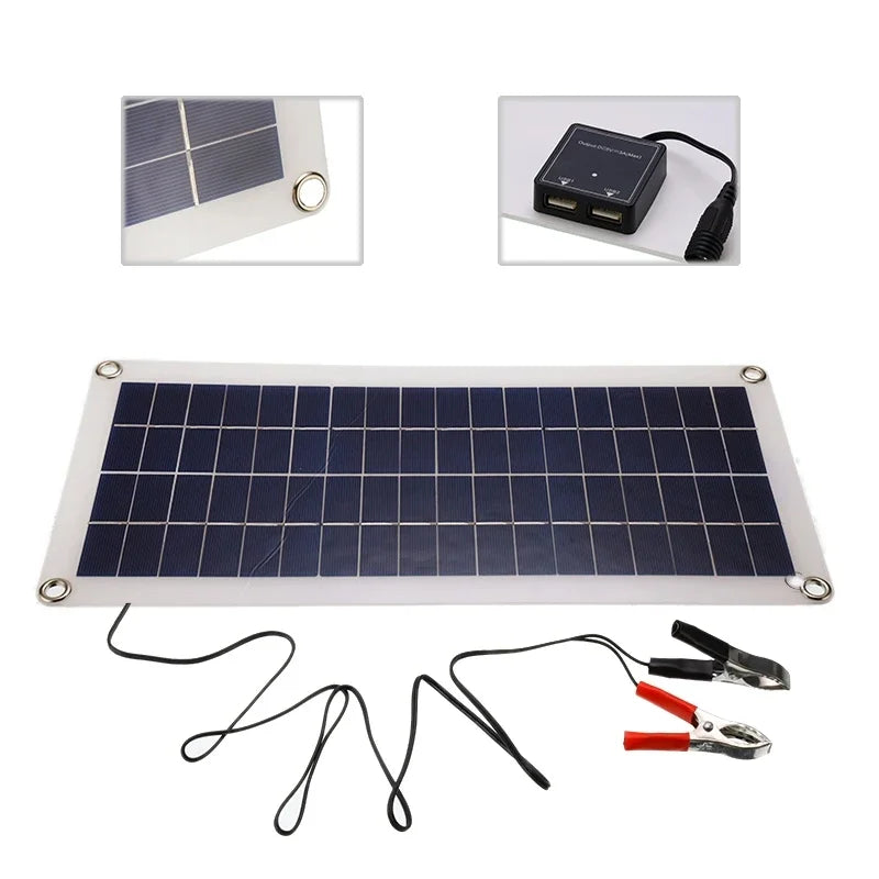 Portable Solar Power Kit with Multi-Output Controller