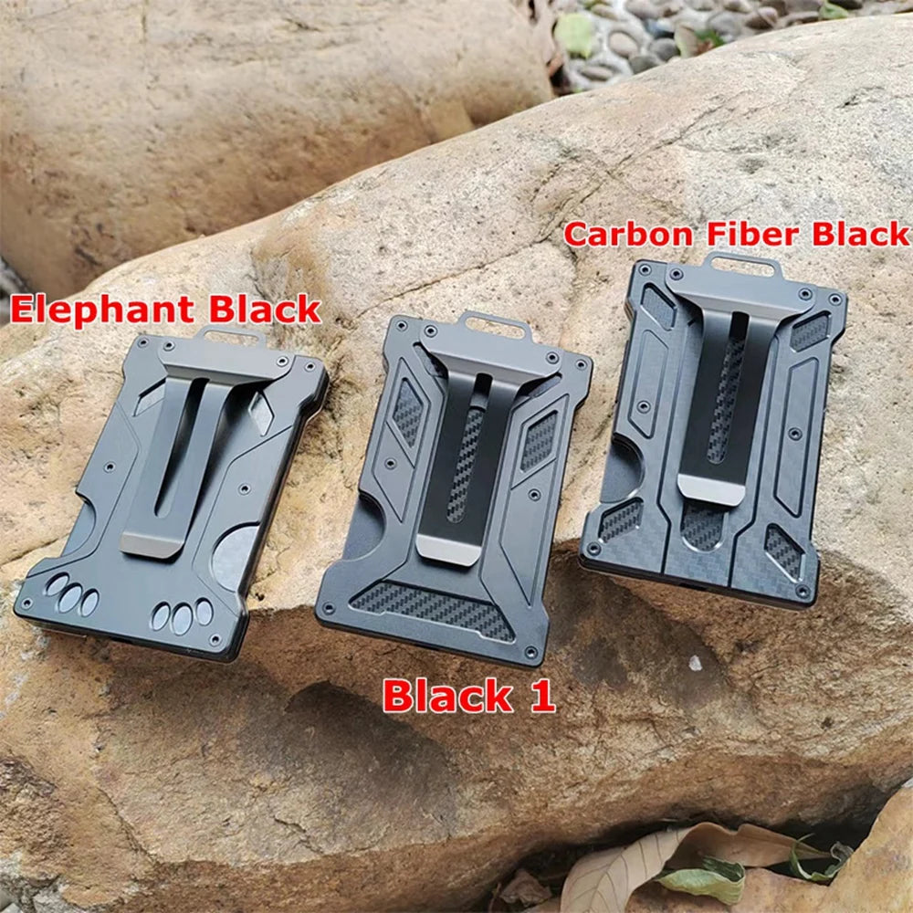 Slim Aluminum RFID Blocking Wallet with ID Window and Money Clip