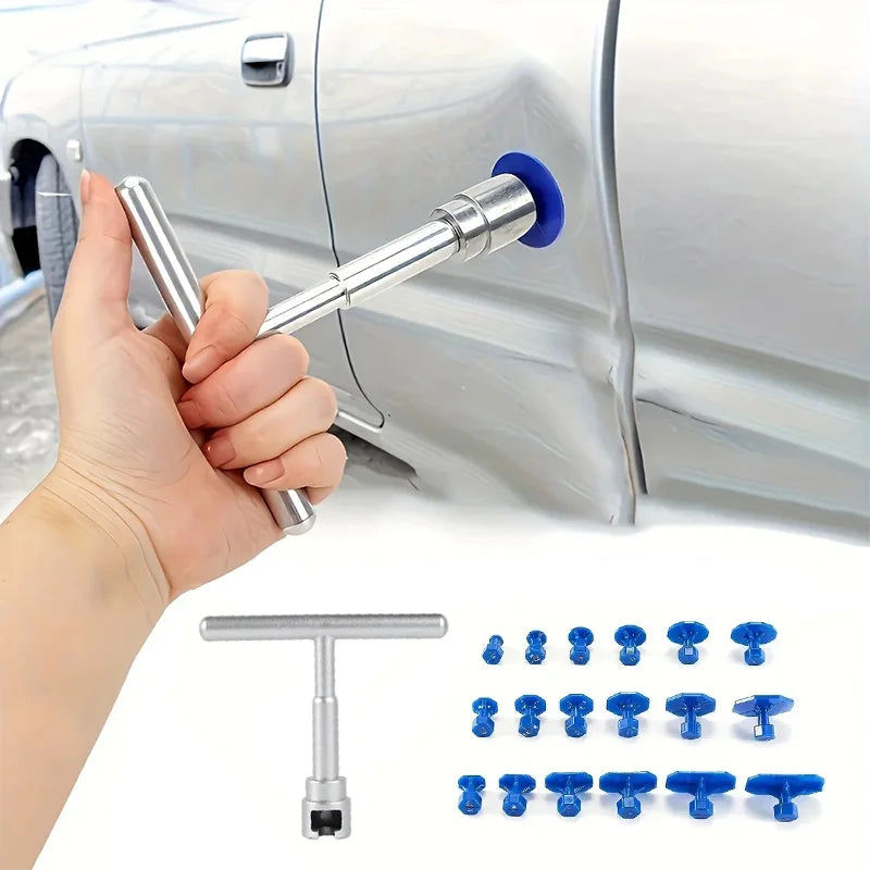 Paintless Dent Repair Kit with T-Bar Puller and 18 Pulling Tabs