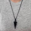 Geometric Natural Stone Pendant Necklace with Adjustable Leather Cord