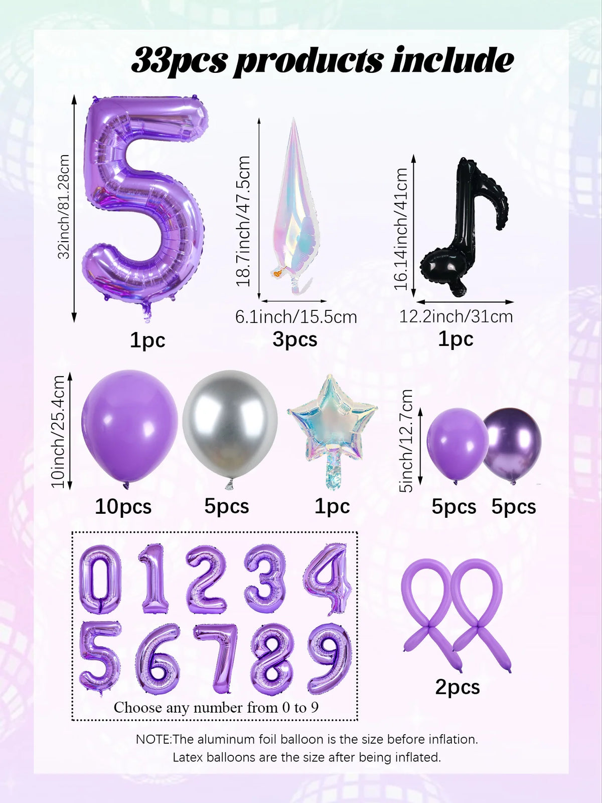 33-Piece K-Pop Music Theme Balloon Pillar Set for Party Decor