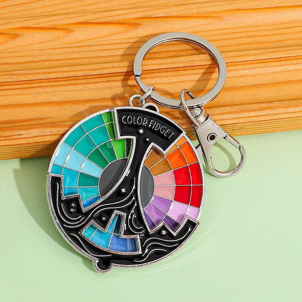 Tone Color Wheel Spinner Fidget Keychain
