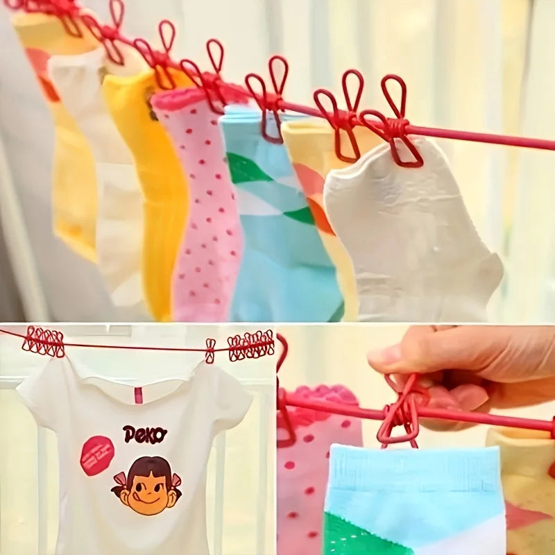 Portable Retractable Travel Clothesline with 12 Clothespins