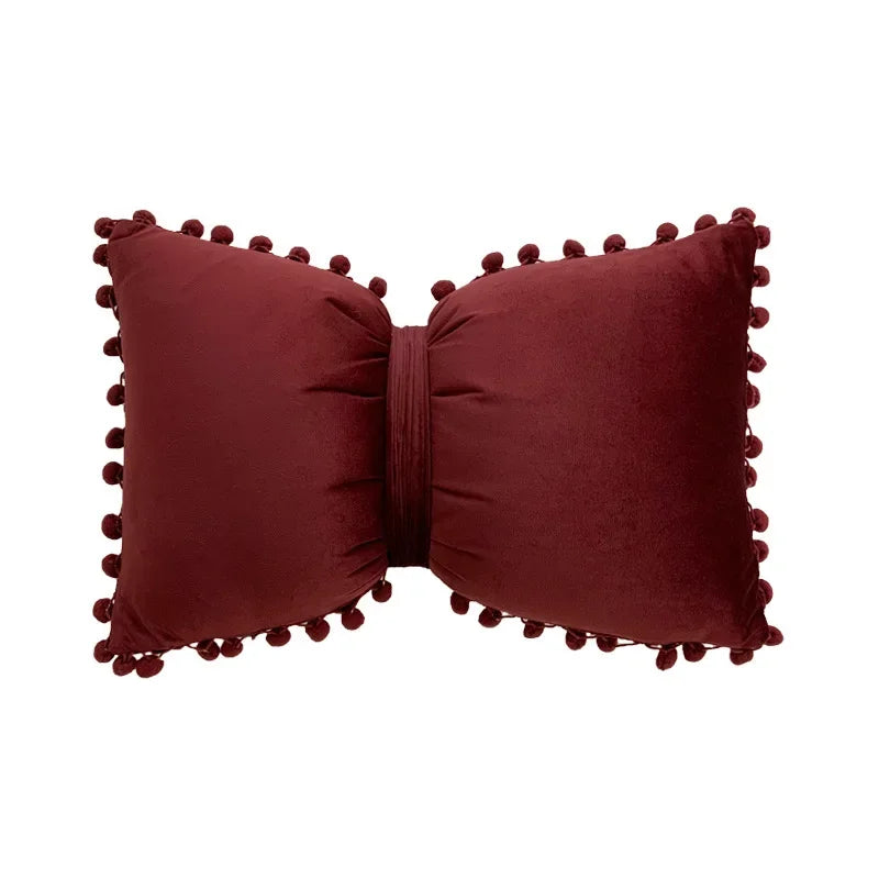 Velvet Bow Accent Pillow Cover