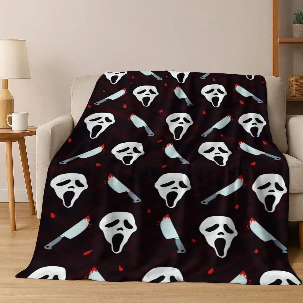 Ghost Face Horror Character Flannel Throw Blanket