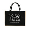 Vintage Jute Shopping Tote Bag with Waterproof Lining
