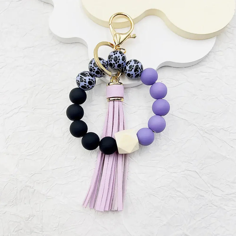 Boho Silicone Bead Keychain with Tassel