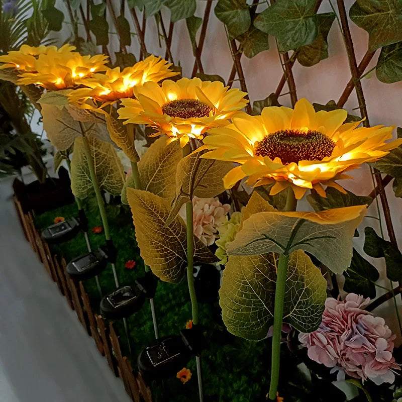 Solar-Powered Sunflower Garden Light