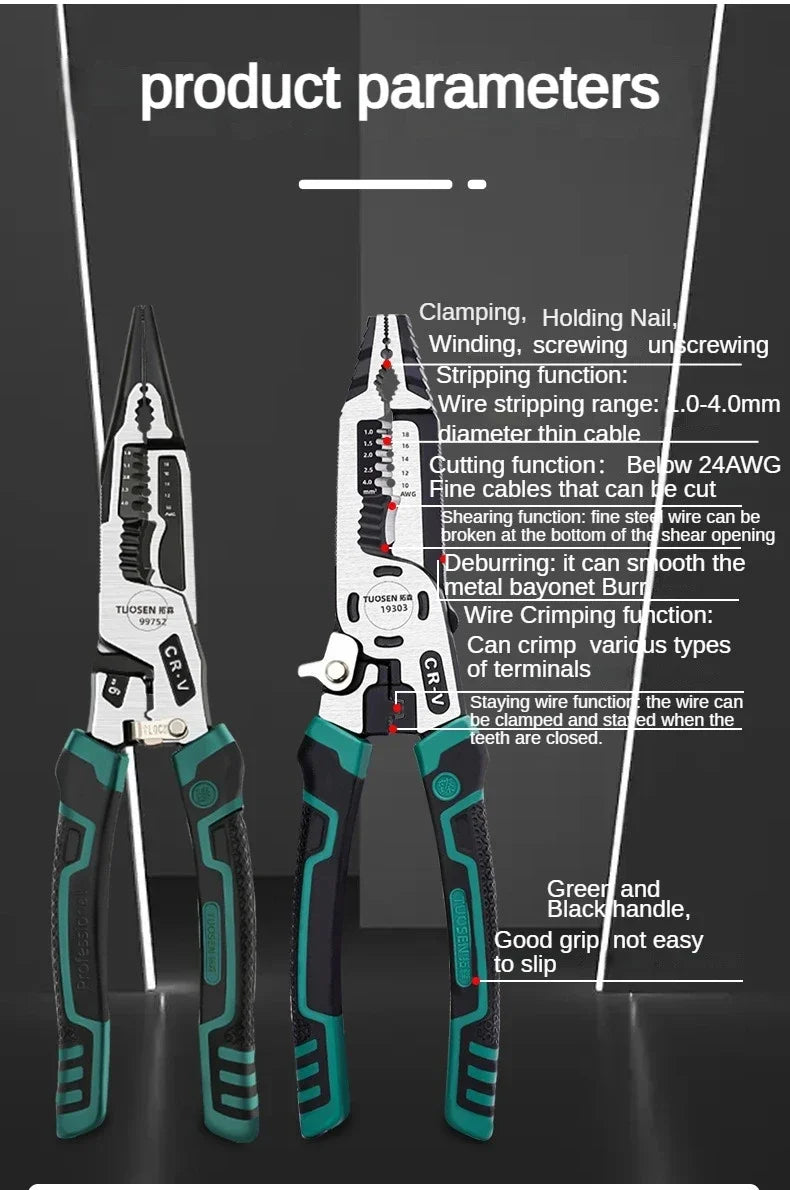 9-in-1 Multifunctional Wire Stripping Pliers with Crimping Action