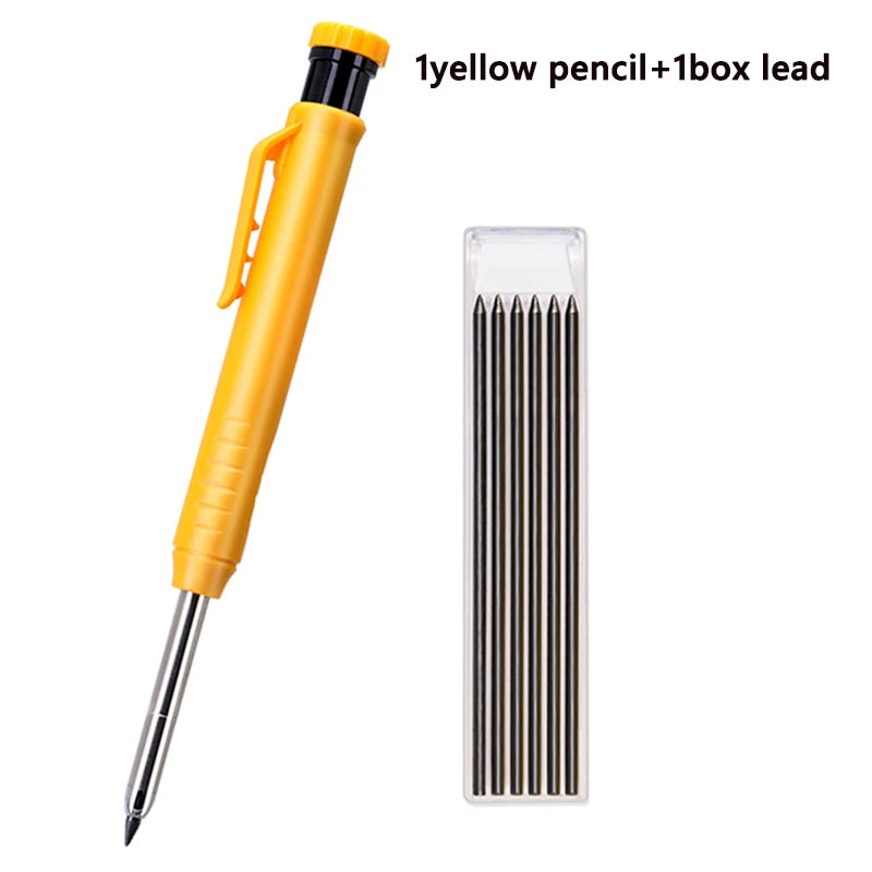 Heavy-Duty Carpenter Pencil Set with Extended Tip and Built-In Sharpener