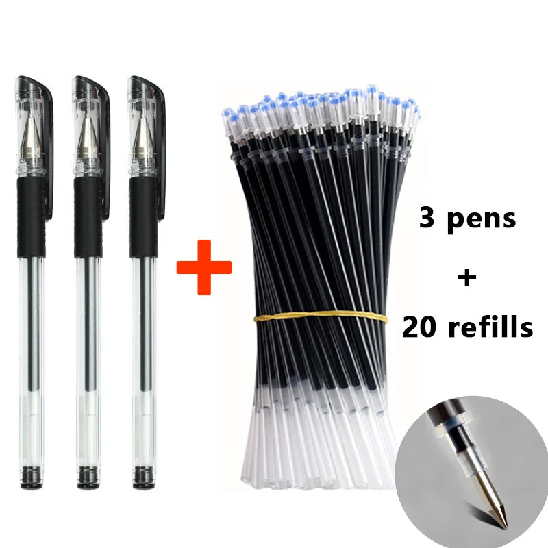 Smooth 0.5mm Gel Pen Set with Refills (Black, Blue, Red)