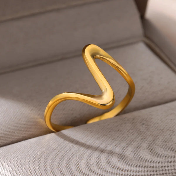 Bague en acier inoxydable étanche avec placage or 18 carats