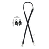 Black leather shoulder strap with a lobster clasp and a metal ring for mini bags