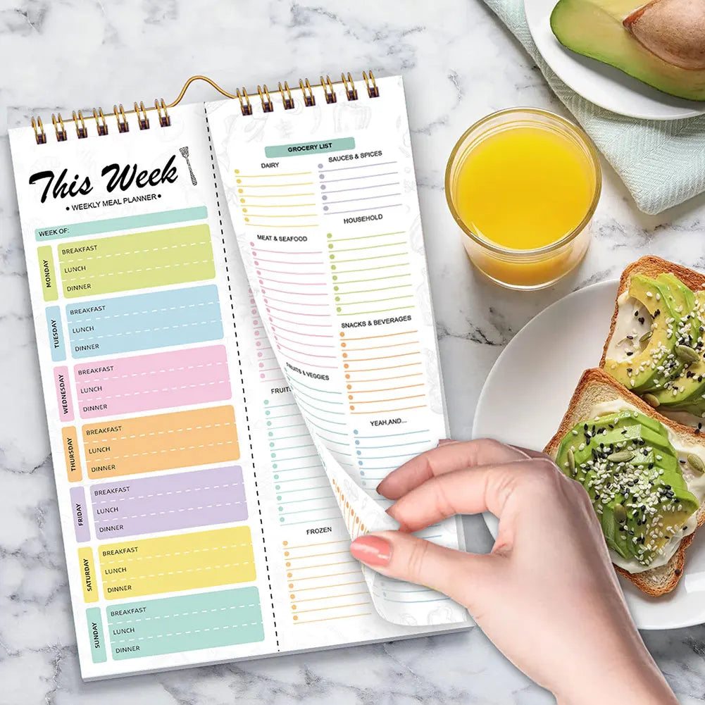 Weekly Meal Planner with Shopping List - 52 Tear-Off Sheets