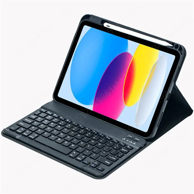 Bluetooth Keyboard Case for iPad with Detachable Keyboard & Pencil Holder