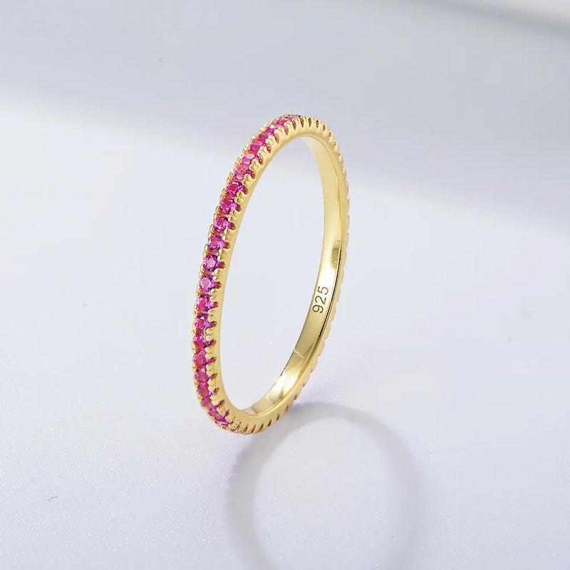Colorful CZ Stackable Ring with 14k Gold Plating