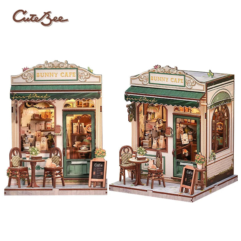 Book Nook DIY Wooden Miniature Kit with LED Lighting