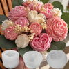 Pink and cream 3D peony flower silicone molds used for making candles, resin, and soap