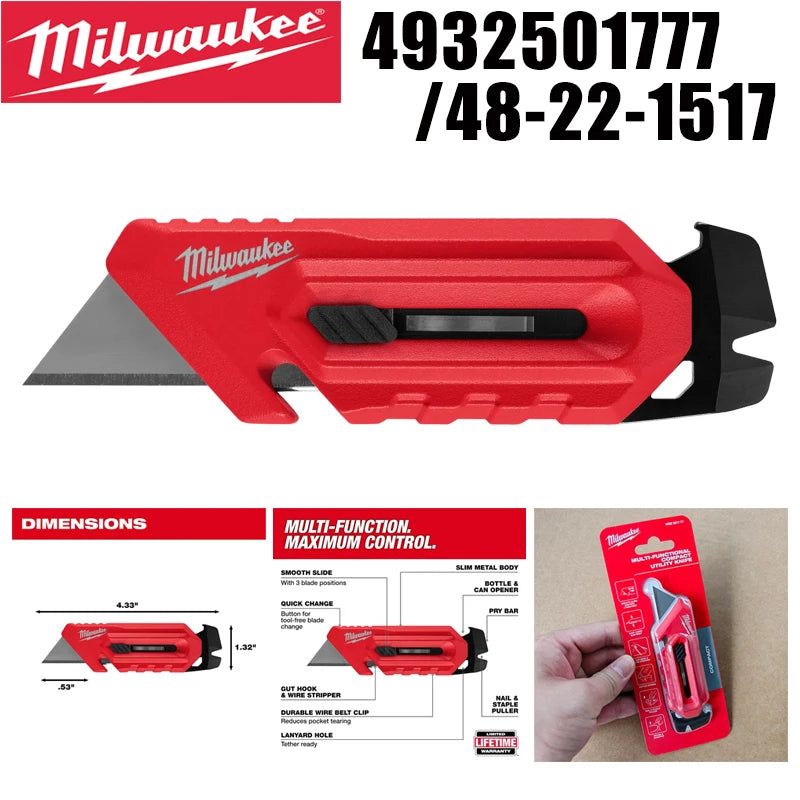 Multi-Function Compact Utility Knife with Wire Stripper & Nail Puller