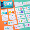 A set of colorful arithmetic block cards for addition and subtraction learning, including a digital operation card box.