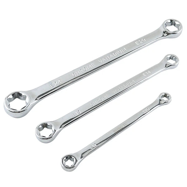 Professional E-Torx Wrench Set with Double-Ended Star Ring Spanners
