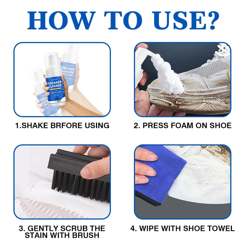 White Shoe Cleaner Foam for Sneakers & Leather