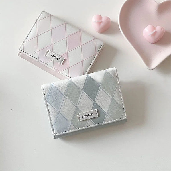 Minimalist PU Leather Argyle Wallet