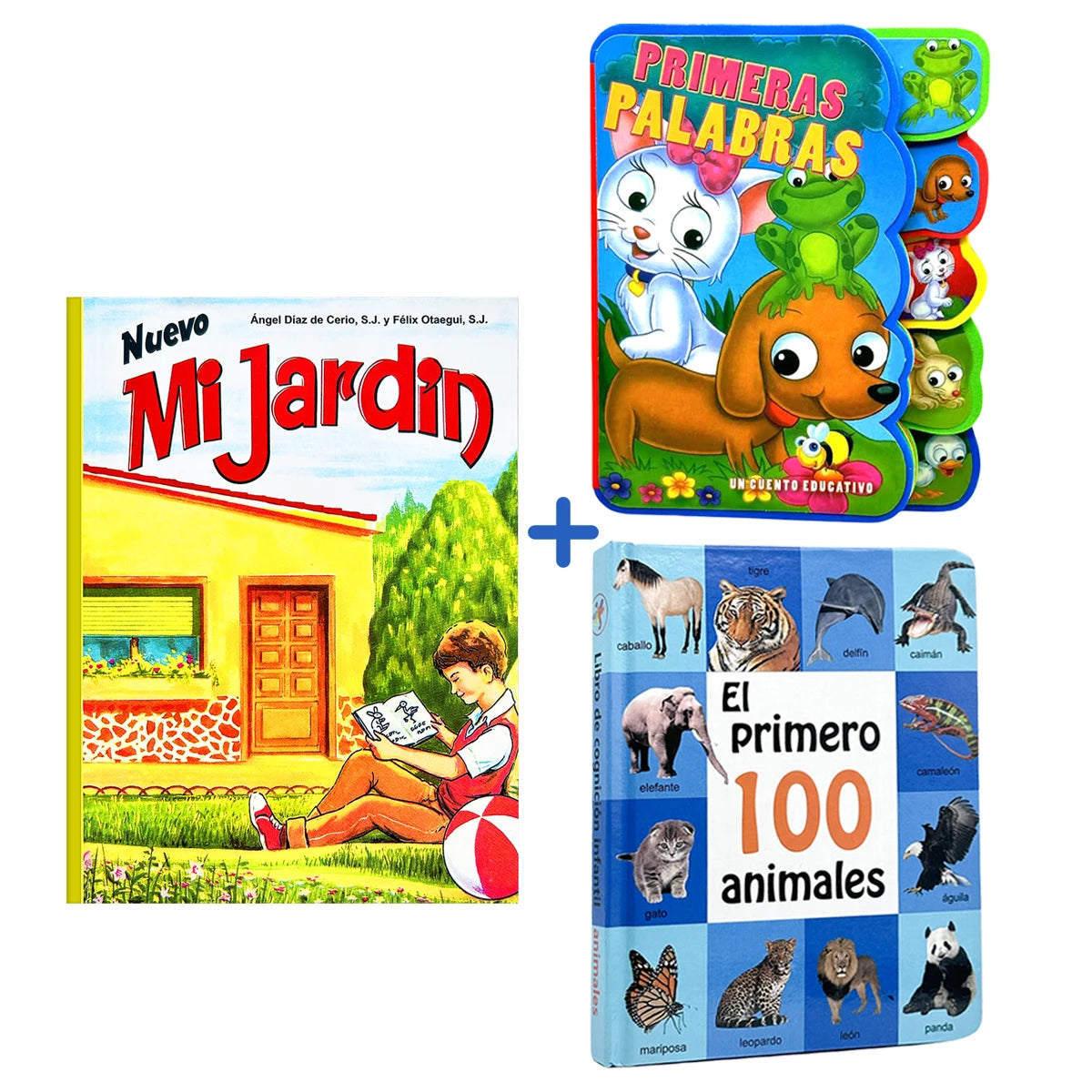Set spanischer Lernbücher, darunter Nuevo Mi Jardin und El primero 100 animales