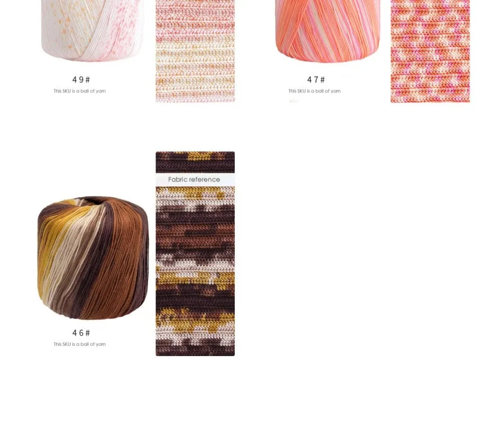 Pearl Rainbow Gradient Cotton Yarn - Soft Hand Knitting Thread