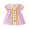 Girls Embroidered Plaid A-Line Dress with Peter Pan Collar