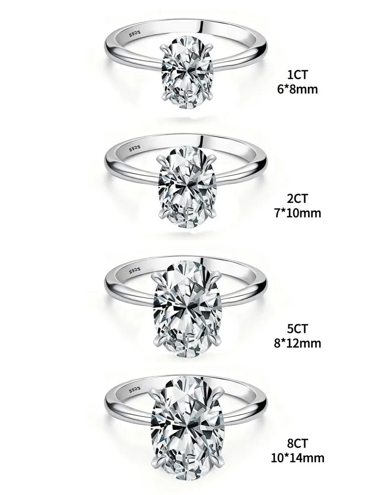 Oval Zircon Sterling Silver Ring