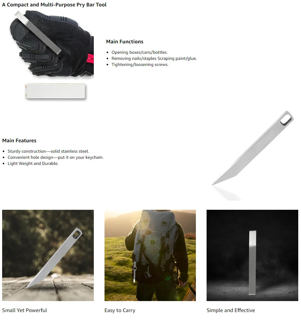 Stainless Steel Keychain Pry Bar