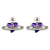 Rhinestone Heart & Saturn Pendant Jewelry Set