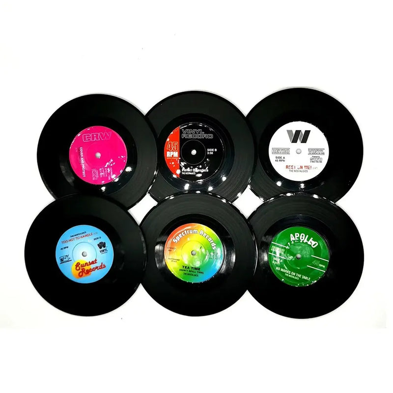 Retro Vinyl Record Coaster Set