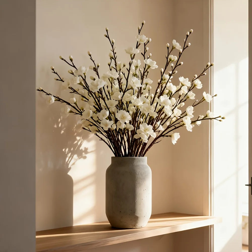 Artificial Plum Blossom Branches - Set of 5 for Elegant Home & Event Decor