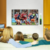 A glow-in-the-dark silicone remote control cover is shown next to a television screen and various TV remotes.