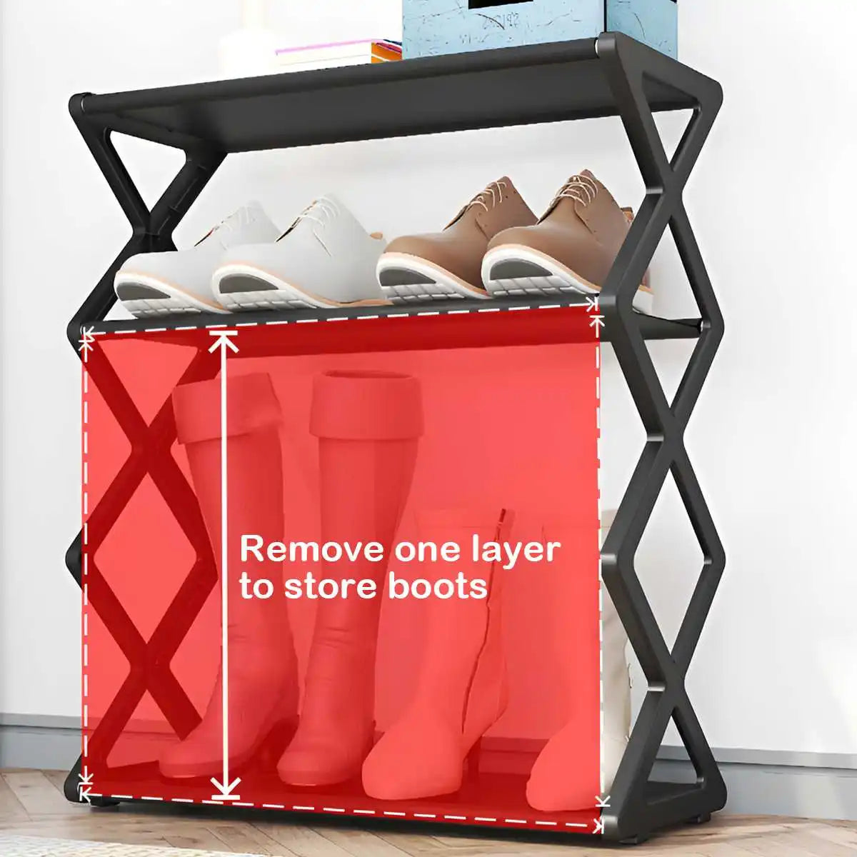 4-Tier X-Frame Shoe Storage Rack