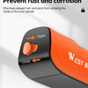 Orange and black sliding lock cover design preventing rust and corrosion on a lock cylinder.