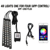 A set of 48 LED lights for car underglow with an app control and USB plug.