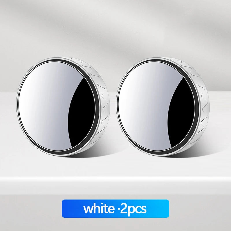 Two white 360 degree rotatable suction cup blind spot mirrors for car