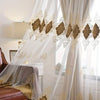 Embroidered Gauze Curtain with Floral Design
